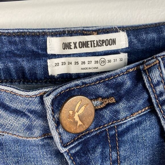 One Teaspoon Harlets Denim Jean Shorts Superstar Blue - Picture 11 of 11